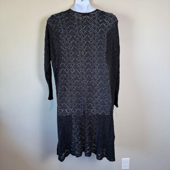 Penelope Rose Women Sz XL Open Cardigan Duster Black Crochet Witchy Goth Boho - Picture 4 of 8